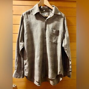 Barneys New York Gray/Black Plaid Casual Long Sleeve Button Down Shirt Size M